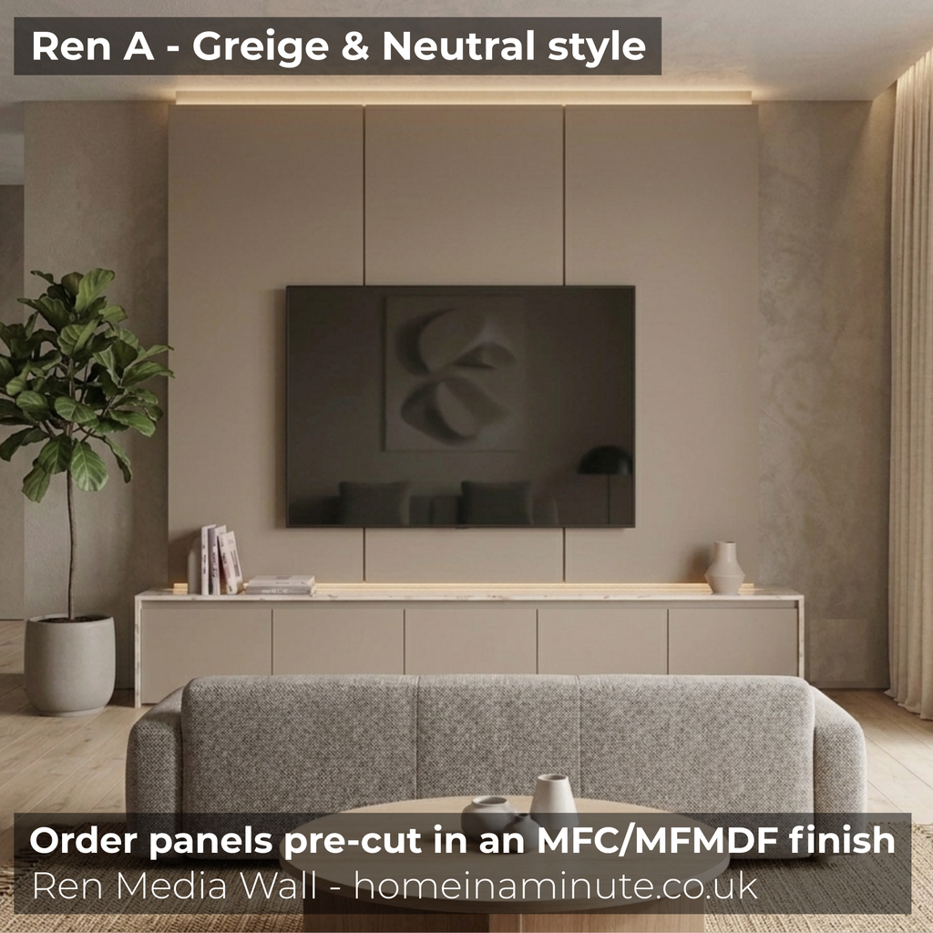 Home Media Wall CAD Plans | CNC-Ready Woodwork Pack | Ren A