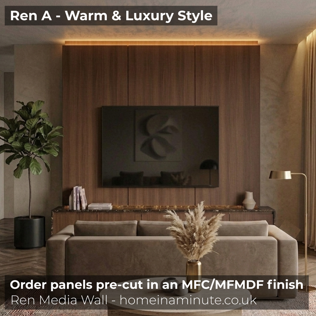 Home Media Wall CAD Plans | CNC-Ready Woodwork Pack | Ren A